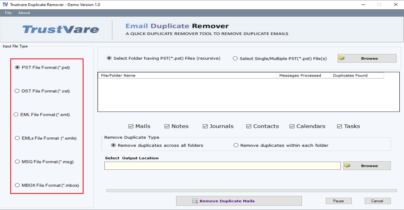 TrustVare MBOX Duplicate Remover screenshot