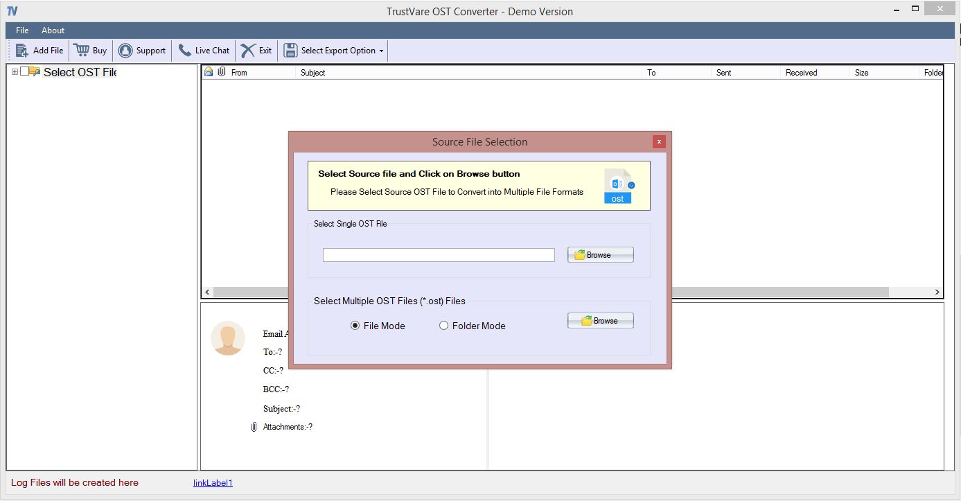 TrustVare OST to TGZ Converter screenshot