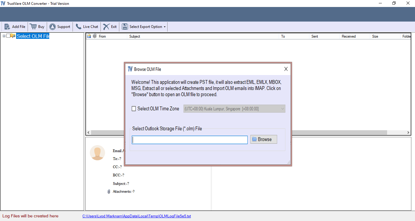 Windows 10 Trustvare OLM to EML Converter full